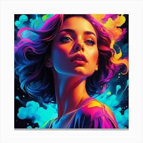 Girl With Colorful Hair Canvas Print