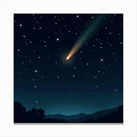 Celestial Comet Streaking Across A Night Sky Filled With Glowing Constellations 1 Canvas Print