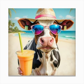 Cow On The Beach 1 Canvas Print