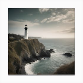 Lighthouse On The Cliff Landscape 1 Canvas Print