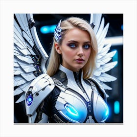 Futuristic Girl With Wings Canvas Print