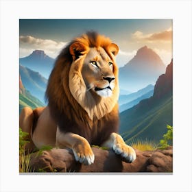 Lion In The Mountains Canvas Print