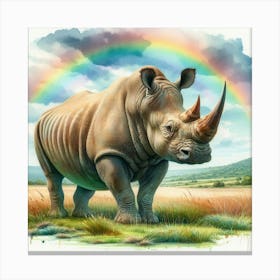Rhino - Rainbow in water color Canvas Print