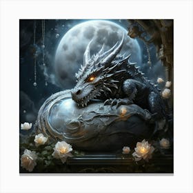 Dragon With Roses 3 Canvas Print