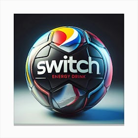 A Soccer Ball With The Switch Energy Drink Logo 3 Canvas Print