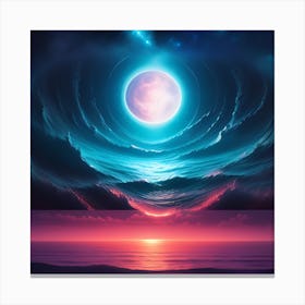 Moon And The Ocean Canvas Print