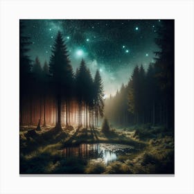 Forest At Night Canvas Print