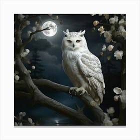 Owl In The Moonlight Canvas Print