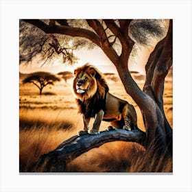 Lion In The Savannah 29 Canvas Print