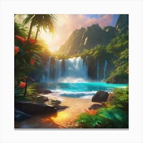 Waterfall In The Jungle 34 Canvas Print