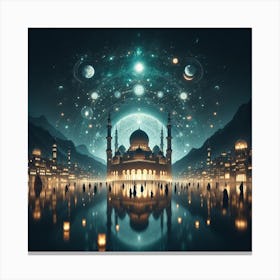 Muslim City At Night 1 Canvas Print