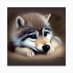 Cute Adorable Baby Wolf Nursery Art Canvas Print