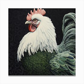 Ohara Koson Inspired Bird Painting Rooster 4 Square Canvas Print
