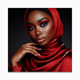 Muslim Woman In Red Hijab Canvas Print