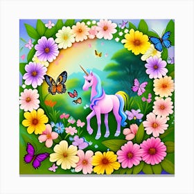 Unicorn In The Garden Canvas Print