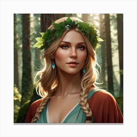 Portrait Of A Swedish Woman In The Forest-1 Canvas Print