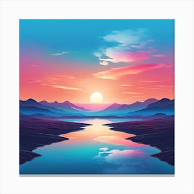 Sunset Over The Lake Canvas Print