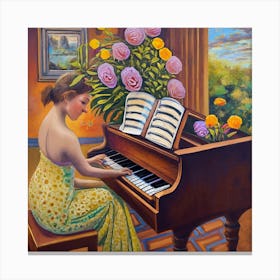 Girl At The Piano Canvas Print