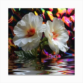 Hibiscus Flowers In Water Canvas Print