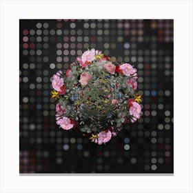 Vintage Rose of the Hedges Flower Wreath on Dot Bokeh Pattern Canvas Print