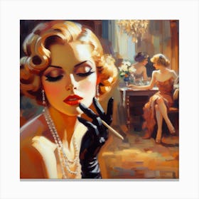 Woman Smoking A Cigarette Canvas Print