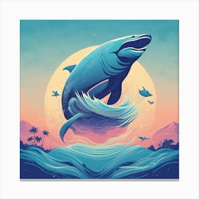 Whale Jumping In The Ocean Canvas Print