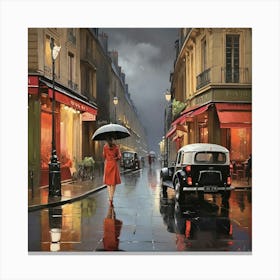 Rainy Night In Paris Art Print 3 Canvas Print