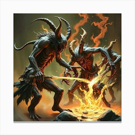 Demons Fighting 1 Canvas Print