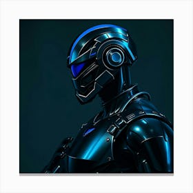 Futuristic Robot in Blue Light Canvas Print