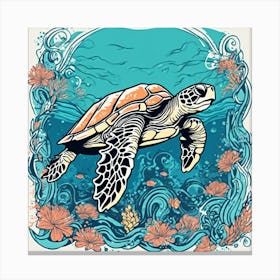 537830 Illustration Of A Sea Turtle Under The Sea, Sea Fl Xl 1024 V1 0 1 Canvas Print