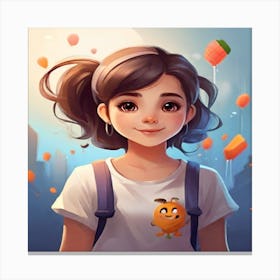 Girl With Oranges Canvas Print