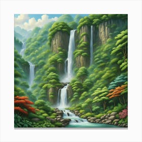 Waterfall In The Forest 17 Canvas Print
