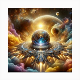 Spaceship In The Clouds Canvas Print