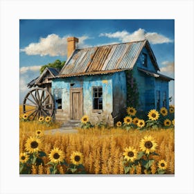 Sunflowers In The Field 3 Canvas Print