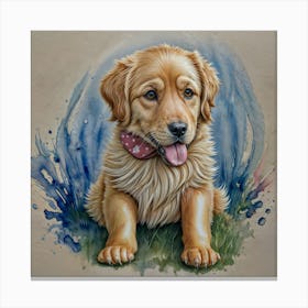 Golden Retriever Watercolor Painting #PETS , #pets , #cute , #cute_puppy ,#dogs Canvas Print