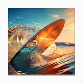 Surfboard In The Ocean Canvas Print