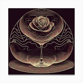A rose in a glass of water among wavy threads 18 Canvas Print