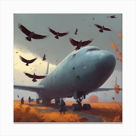 Crows In Flight 7 Canvas Print