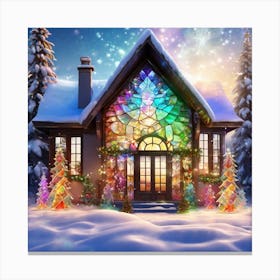 Christmas House In The Snow 2 Canvas Print