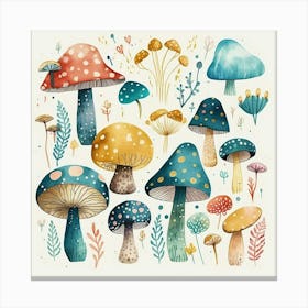 Watercolor Mushrooms Canvas Print