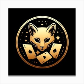 Gold Cat Playing Cards Logo Canvas Print