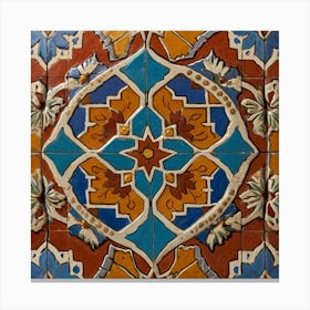 A Colorful Tile On A Wall Inspired By Moroccan zellige Canvas Print