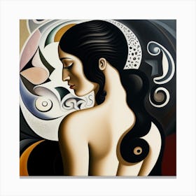 Woman with Black hair Canvas Print