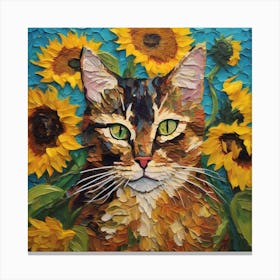 Van Gogh Cat Artwork Showcasing 1 Canvas Print