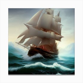 Sailing Ship In The Ocean Canvas Print