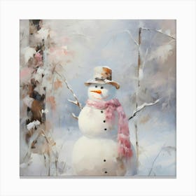 Snowman In The Woods 2 Canvas Print