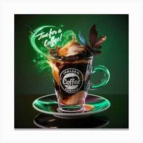 Neon Espresso Delight A 3d Coffee Experience (2) Canvas Print