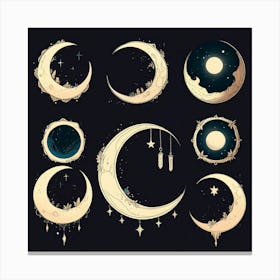 Moon And Stars 6 Canvas Print