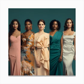 A Collage Of Several Women Wearing Dresses Canvas Print