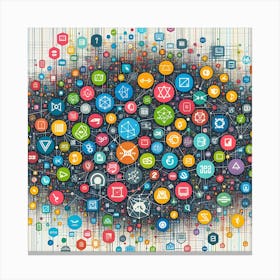 Social Network Icons Canvas Print